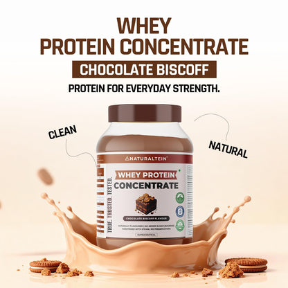 Naturaltein Whey Protein Concentrate Caffè Mocha, 1kg, 21g Protein, Non-GMO, Soy-Free, No Artificial Sweeteners - label detai