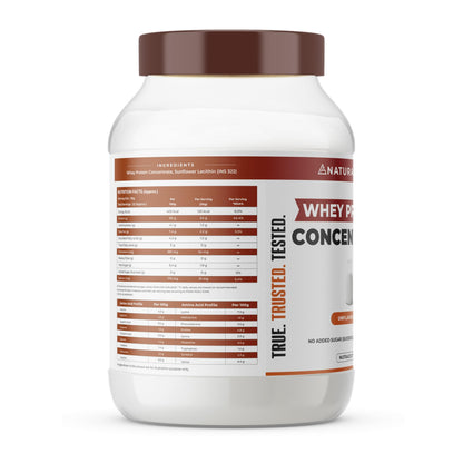 Naturaltein Whey Protein Concentrate Caffè Mocha, 1kg, 21g Protein, Non-GMO, Soy-Free, No Artificial Sweeteners - back view (