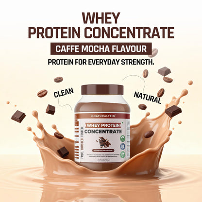Naturaltein Whey Protein Concentrate Caffè Mocha, 1kg, 21g Protein, Non-GMO, Soy-Free, No Artificial Sweeteners - label detai