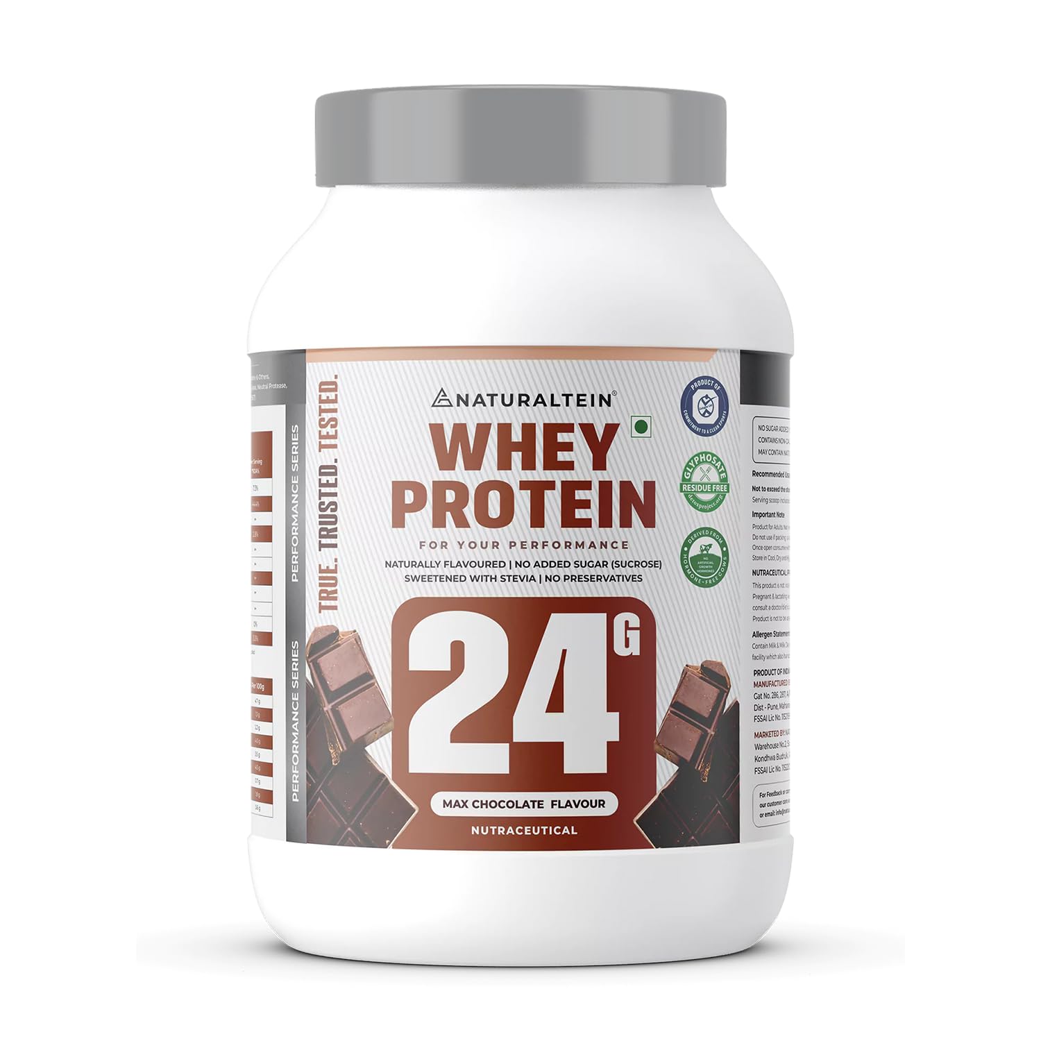 NATURALTEIN Whey Protein Powder, 1kg, Stevia Sweetened, No Added Sugar, Non-GMO, Soy-Free, Gluten-Free