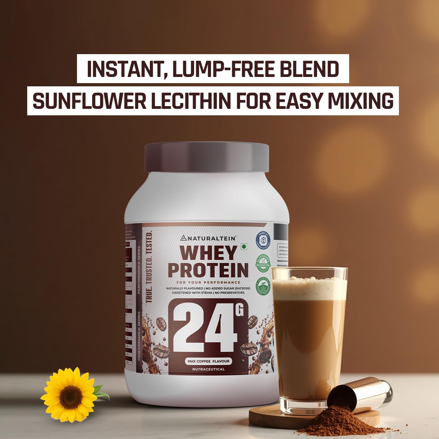 NATURALTEIN Whey Protein Powder, 1kg, Stevia Sweetened, No Added Sugar, Non-GMO, Soy-Free, Gluten-Free - label detail (10)