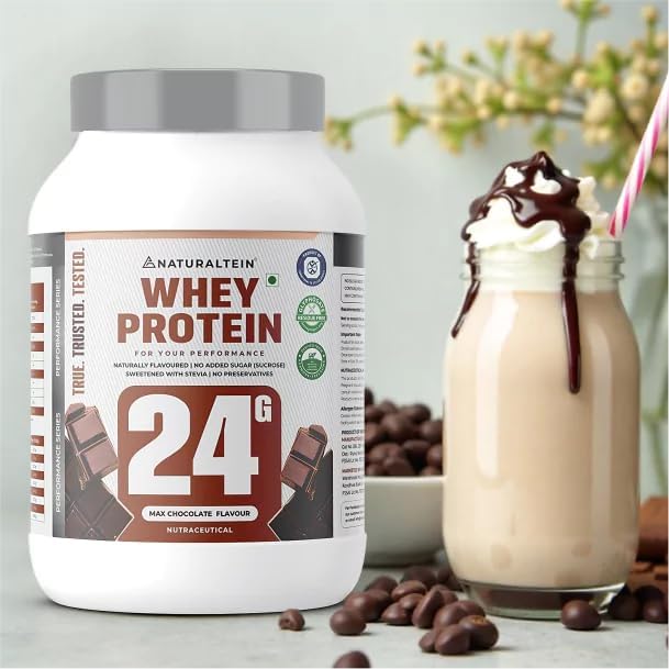 NATURALTEIN Whey Protein Powder, 1kg, Stevia Sweetened, No Added Sugar, Non-GMO, Soy-Free, Gluten-Free - back view