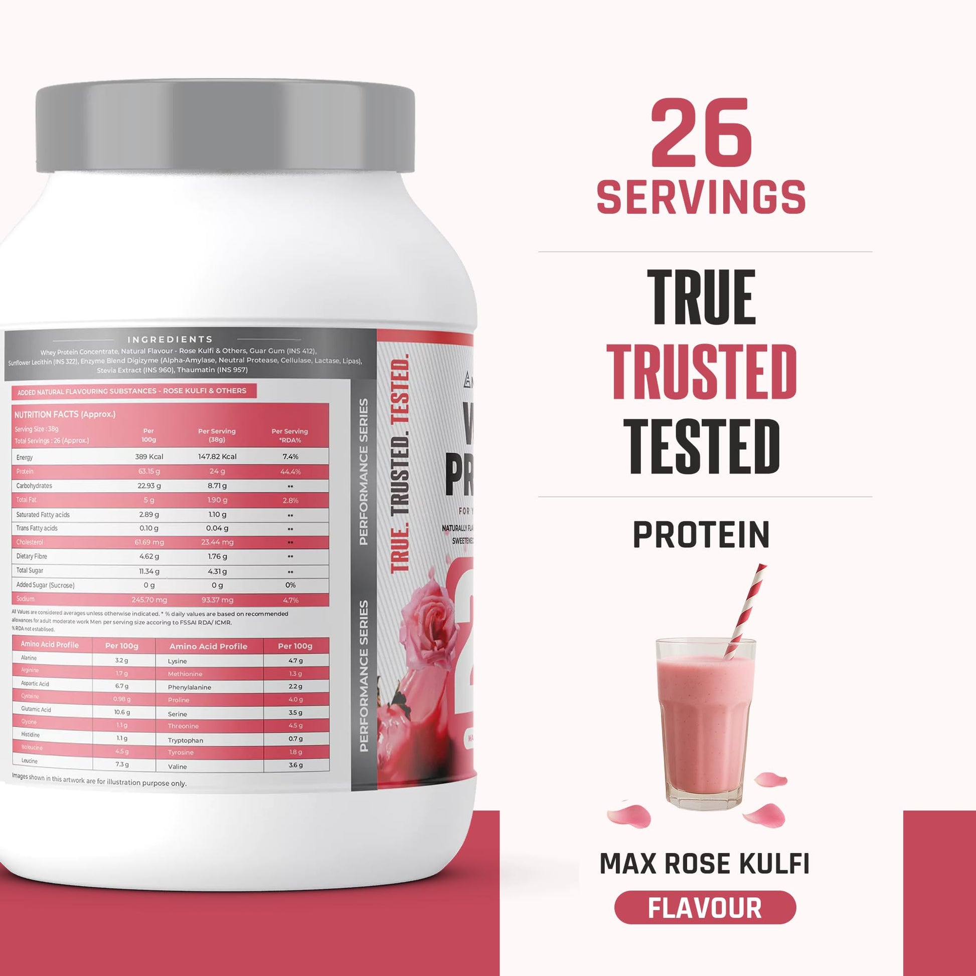 NATURALTEIN Whey Protein Powder, 1kg, Stevia Sweetened, No Added Sugar, Non-GMO, Soy-Free, Gluten-Free - ingredients panel (2