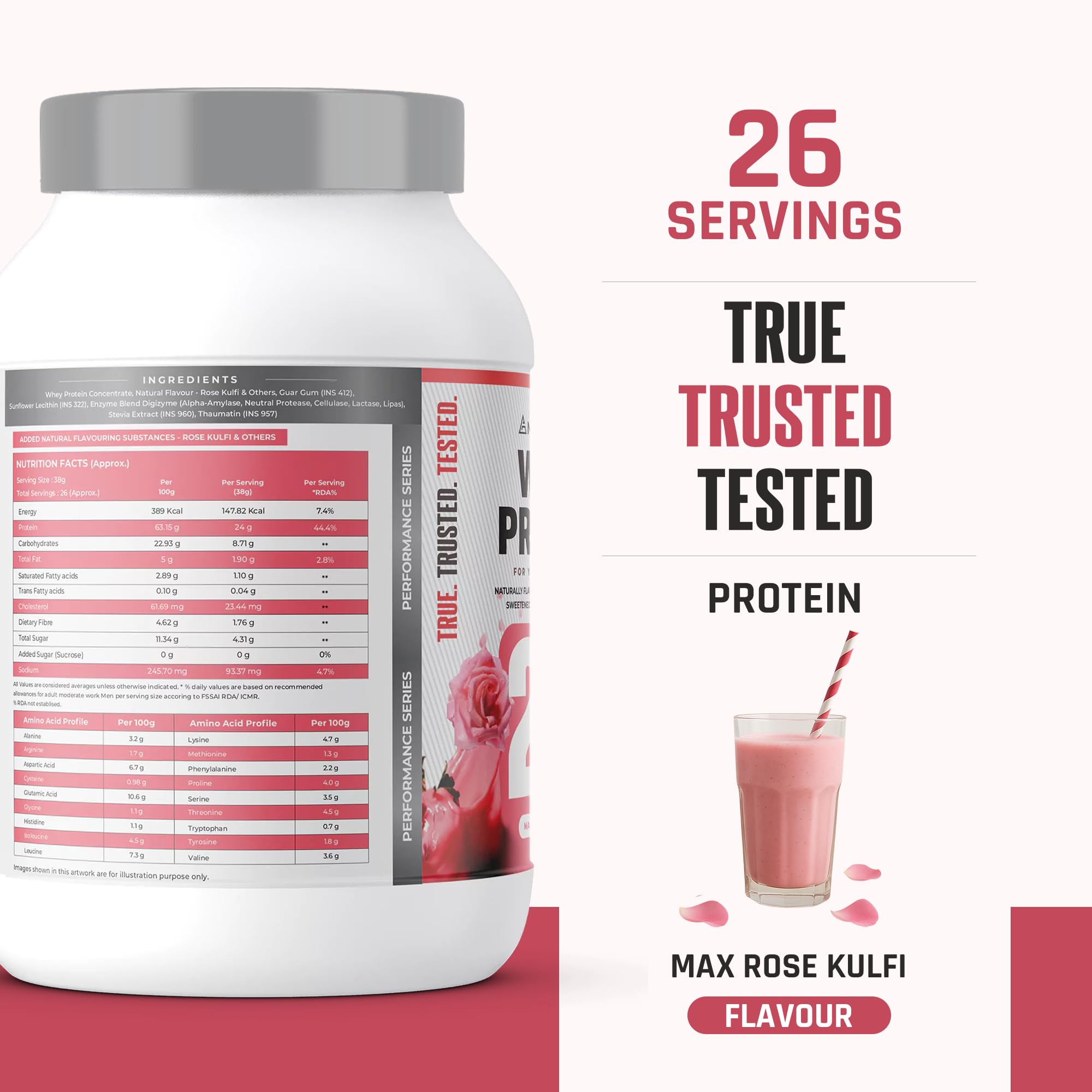 NATURALTEIN Whey Protein Powder, 1kg, Stevia Sweetened, No Added Sugar, Non-GMO, Soy-Free, Gluten-Free - ingredients panel (2