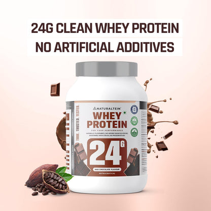 NATURALTEIN Whey Protein Powder, 1kg, Stevia Sweetened, No Added Sugar, Non-GMO, Soy-Free, Gluten-Free - packaging