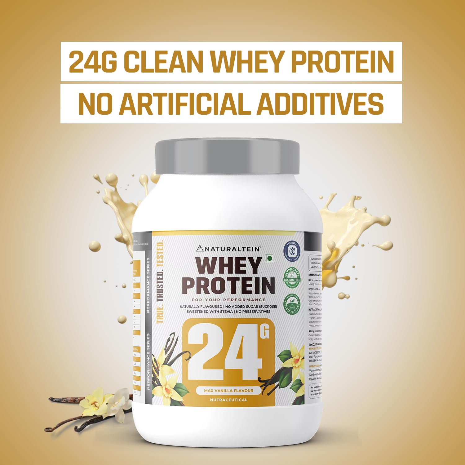 NATURALTEIN Whey Protein Powder, 1kg, Stevia Sweetened, No Added Sugar, Non-GMO, Soy-Free, Gluten-Free - back view (42)