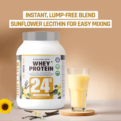 NATURALTEIN Whey Protein Powder, 1kg, Stevia Sweetened, No Added Sugar, Non-GMO, Soy-Free, Gluten-Free - label detail (44)