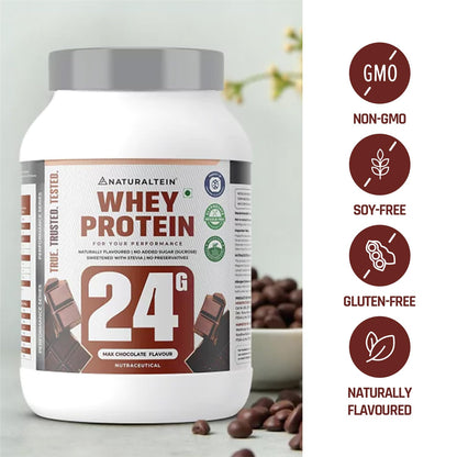 NATURALTEIN Whey Protein Powder, 1kg, Stevia Sweetened, No Added Sugar, Non-GMO, Soy-Free, Gluten-Free - close-up detail