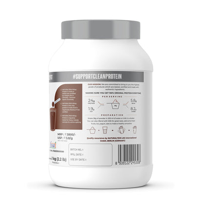 NATURALTEIN Whey Protein Powder, 1kg, Stevia Sweetened, No Added Sugar, Non-GMO, Soy-Free, Gluten-Free - front view