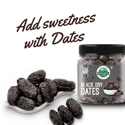 NATURE'S CARE Black Dry Dates, Dried Dates for Snacking, Baking, Cooking - back view