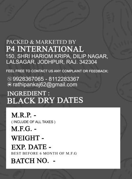 NATURE'S CARE Black Dry Dates, Dried Dates for Snacking, Baking, Cooking - label detail