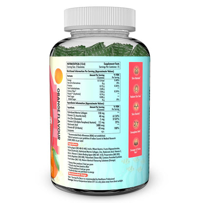 Naturyz Collagen Gummies with Hyaluronic Acid, Vitamin C, Vitamin E & Biotin, No Added Sugar, Mix Fruit Flavor - front view (