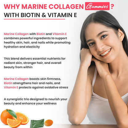 Naturyz Collagen Gummies with Hyaluronic Acid, Vitamin C, Vitamin E & Biotin, No Added Sugar, Mix Fruit Flavor - back view (1