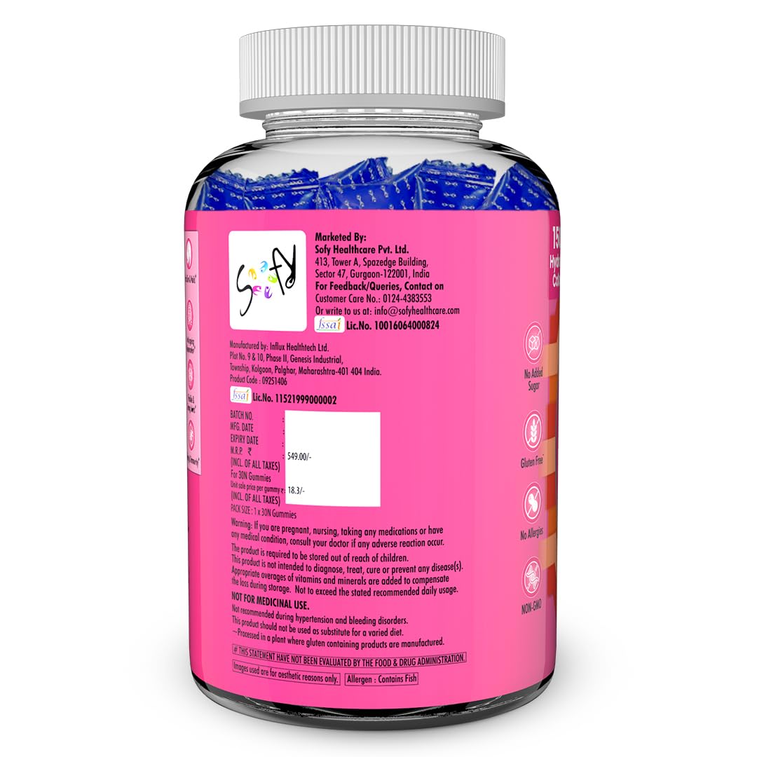 Naturyz Collagen Gummies with Hyaluronic Acid, Vitamin C, Vitamin E & Biotin, No Added Sugar, Mix Fruit Flavor - in use