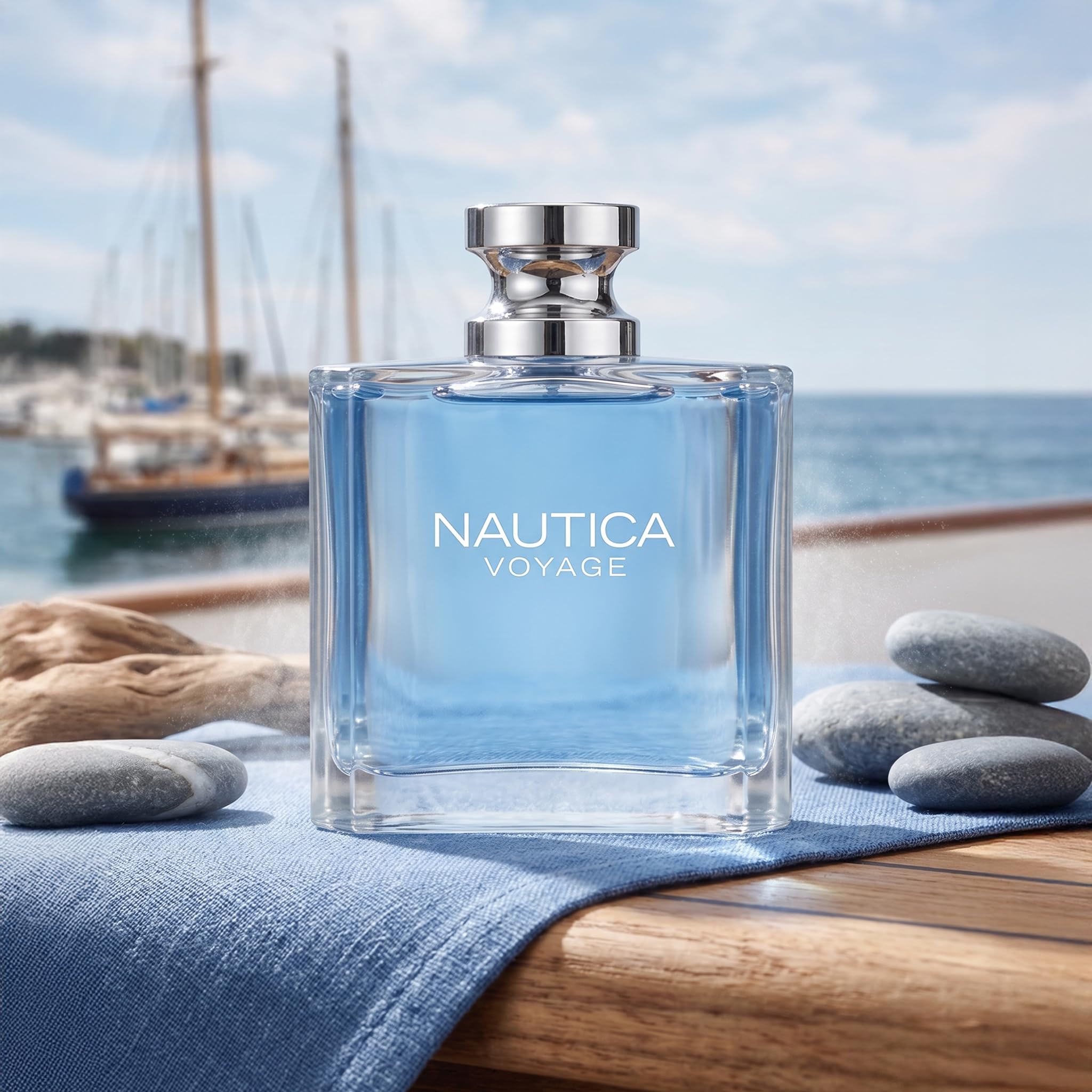 Nautica Voyage Eau de Toilette for Men 100ml Aquatic Woody Cologne Spray by Coty - label detail