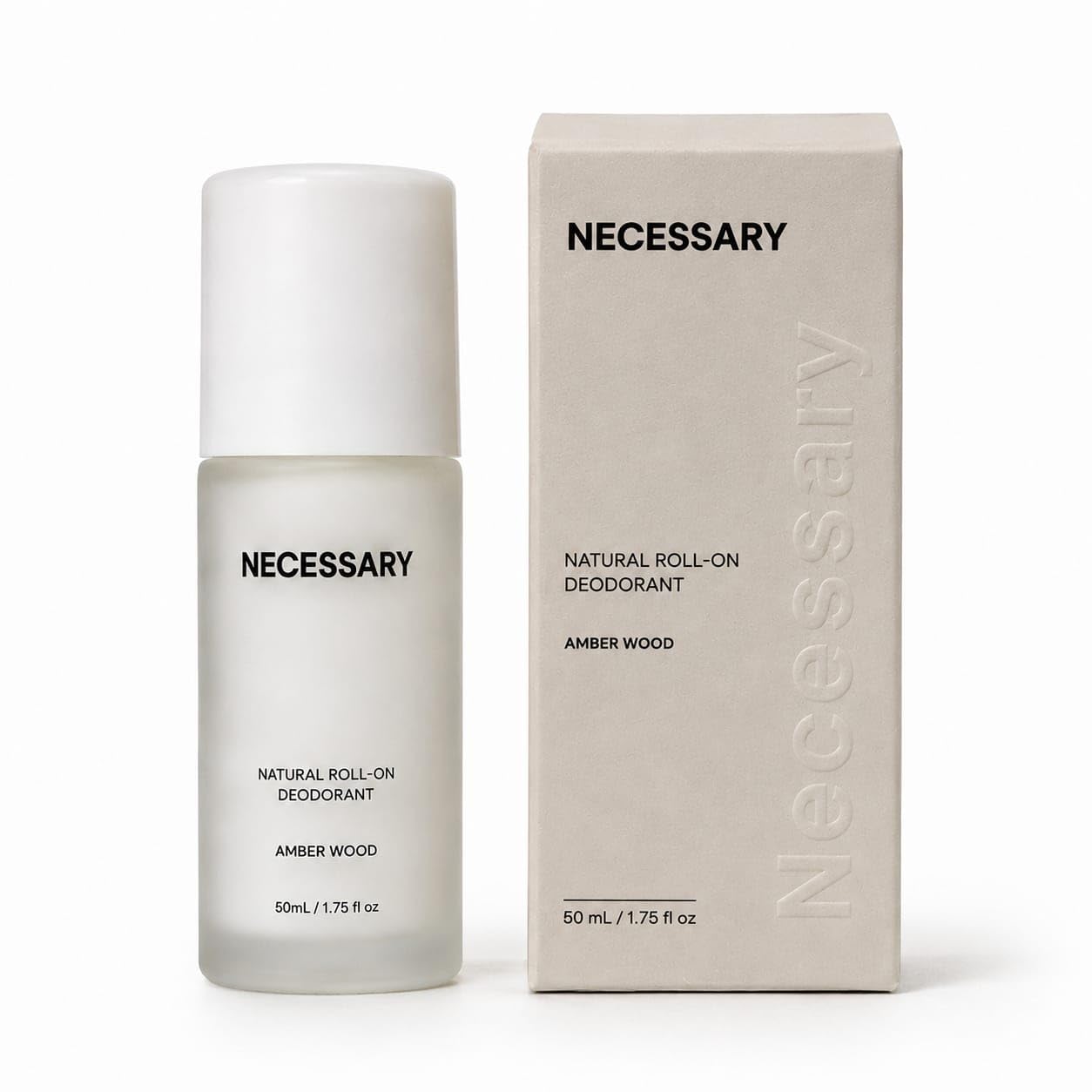 NECESSARY Natural Roll-On Deodorant 50ml, Aluminum & Alcohol-Free, Sulphate & Paraben-Free, Unisex