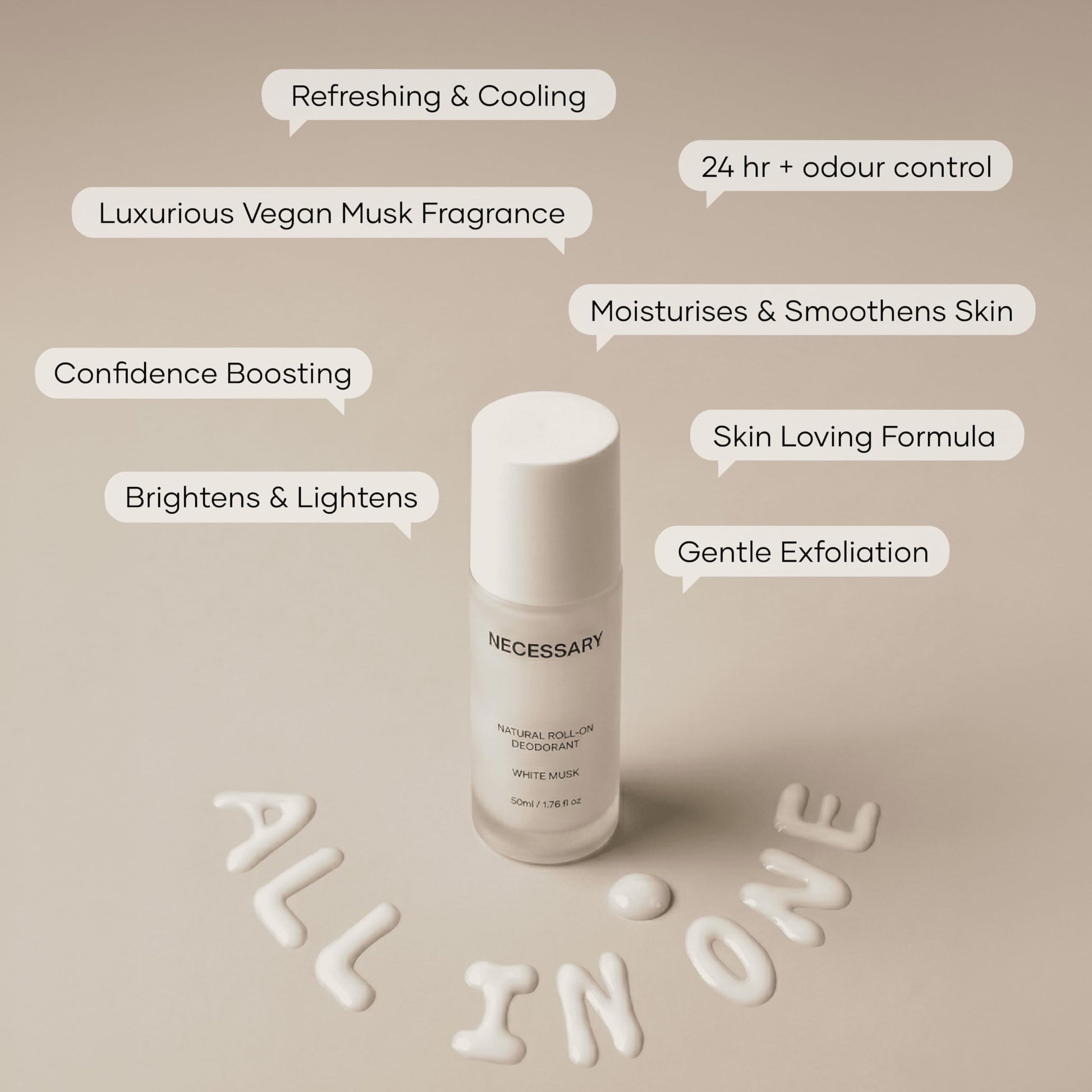 NECESSARY Natural Roll-On Deodorant 50ml, Aluminum & Alcohol-Free, Sulphate & Paraben-Free, Unisex - packaging (13)