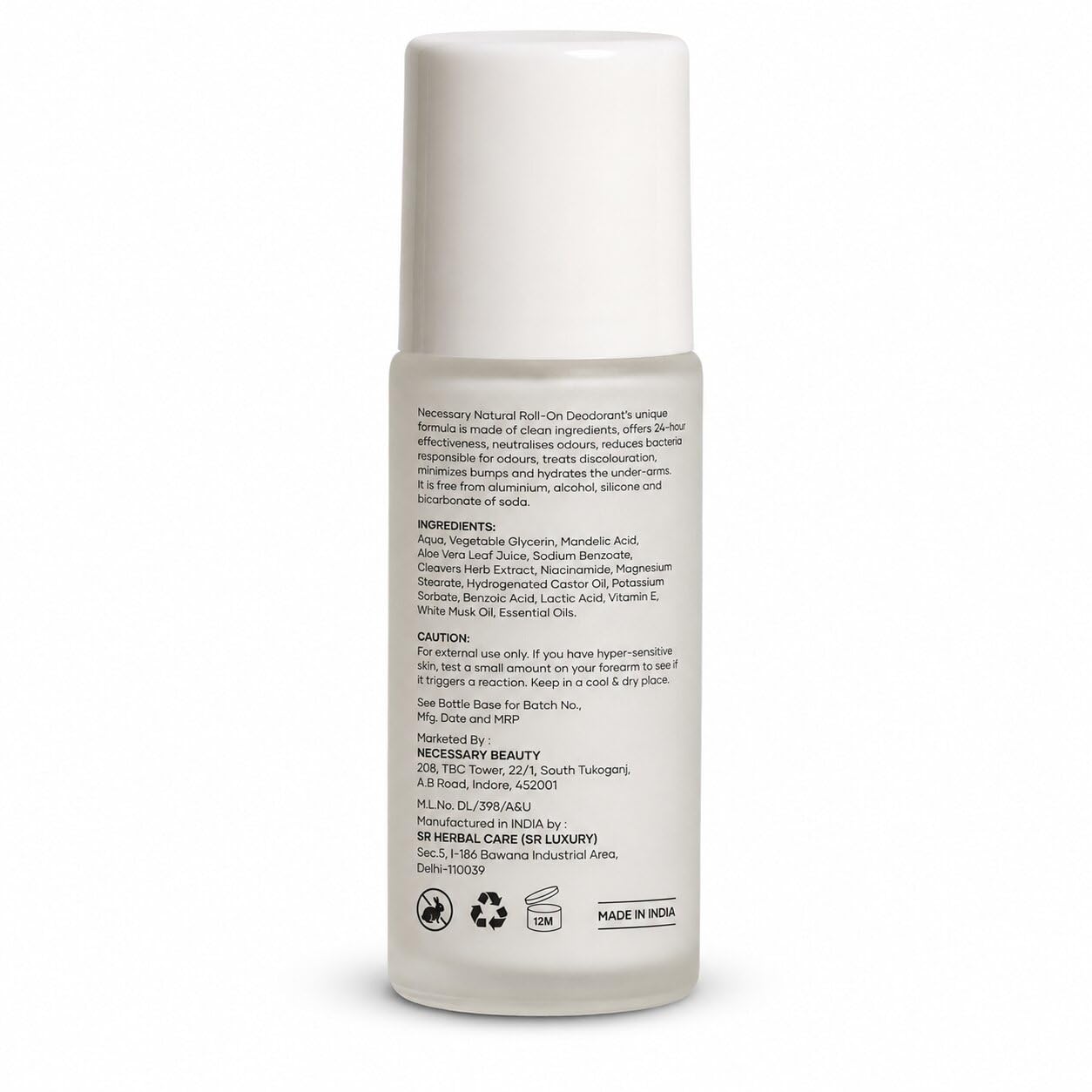 NECESSARY Natural Roll-On Deodorant 50ml, Aluminum & Alcohol-Free, Sulphate & Paraben-Free, Unisex - close-up detail (16)