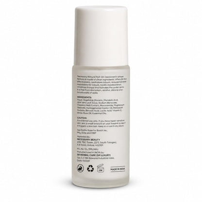 NECESSARY Natural Roll-On Deodorant 50ml, Aluminum & Alcohol-Free, Sulphate & Paraben-Free, Unisex - close-up detail (16)