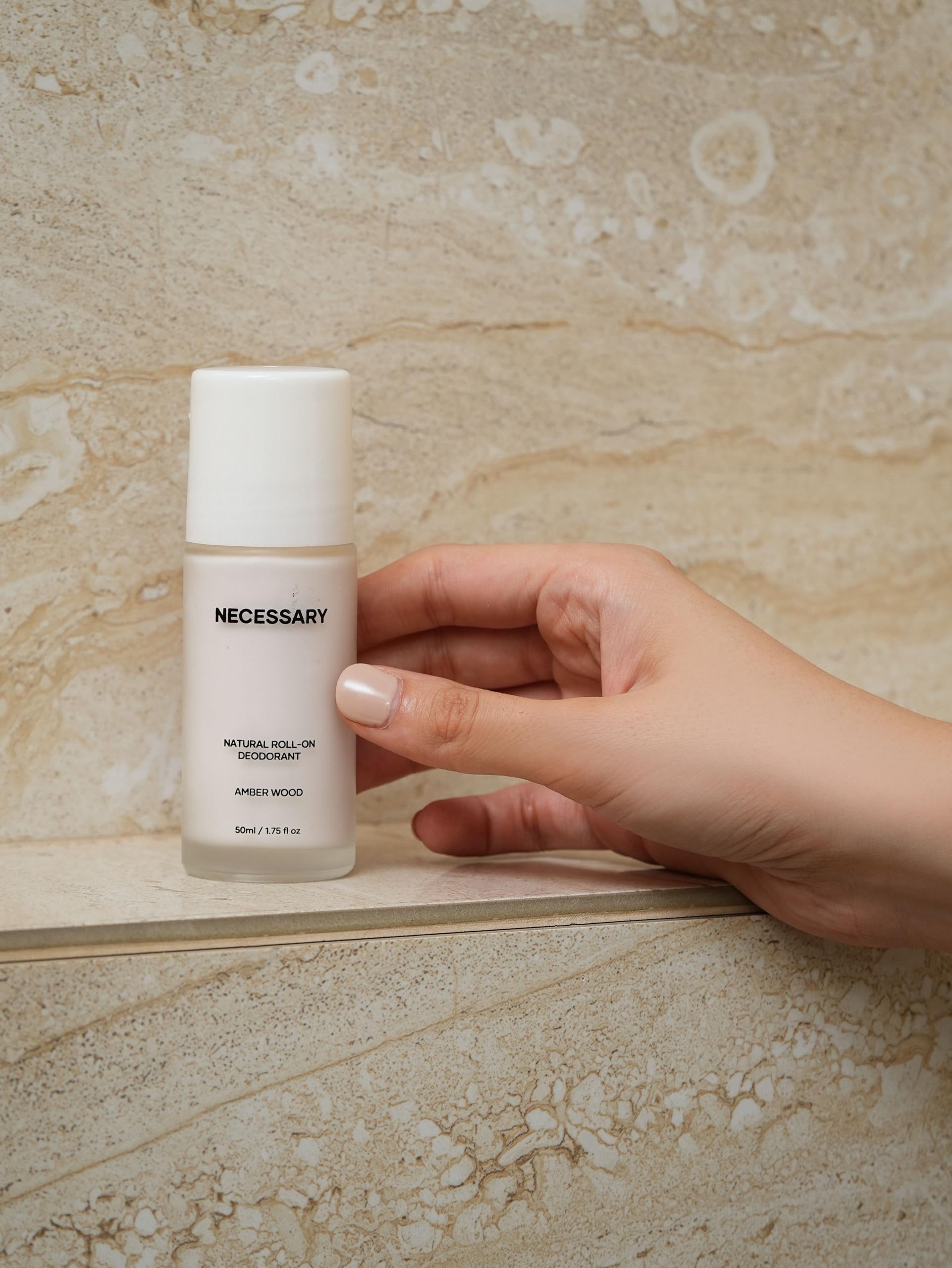 NECESSARY Natural Roll-On Deodorant 50ml, Aluminum & Alcohol-Free, Sulphate & Paraben-Free, Unisex - close-up detail