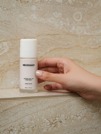 NECESSARY Natural Roll-On Deodorant 50ml, Aluminum & Alcohol-Free, Sulphate & Paraben-Free, Unisex - close-up detail