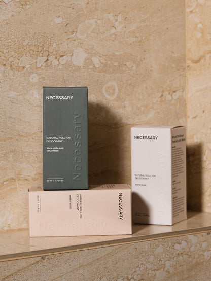 NECESSARY Natural Roll-On Deodorant 50ml, Aluminum & Alcohol-Free, Sulphate & Paraben-Free, Unisex - size and scale