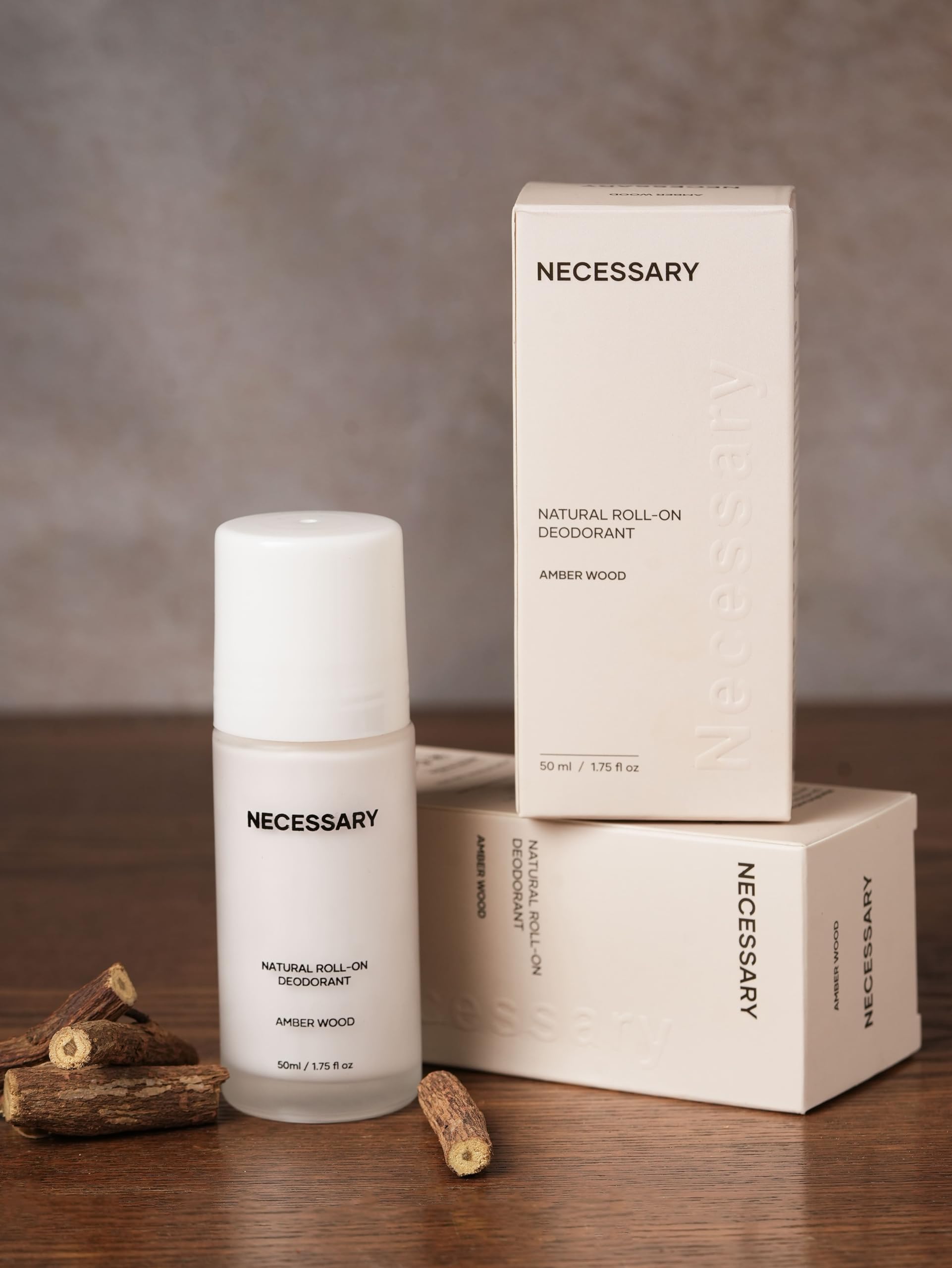 NECESSARY Natural Roll-On Deodorant, 50ml, Aluminum-Free, Alcohol-Free, Stain-Free, for All Skin Types - back view