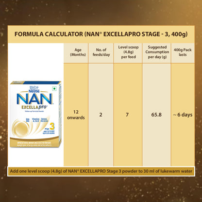 Nestlé NAN EXCELLAPRO 3 Follow-Up Formula Powder Unisex Nutritional Supplement - in use