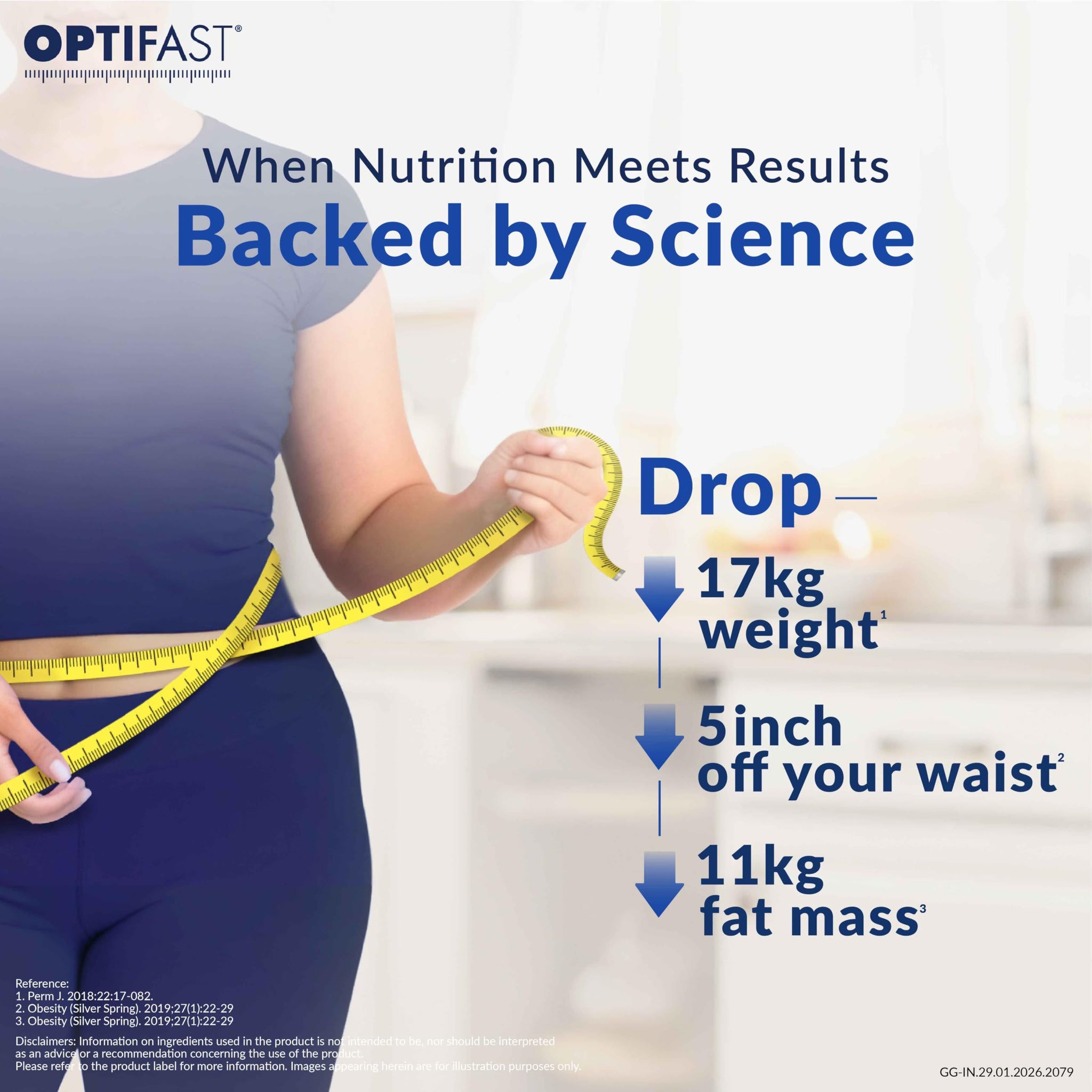 Nestle Optifast Weight Management Shake, Vanilla Flavor, Meal Replacement Powder, 400g Jar - label detail
