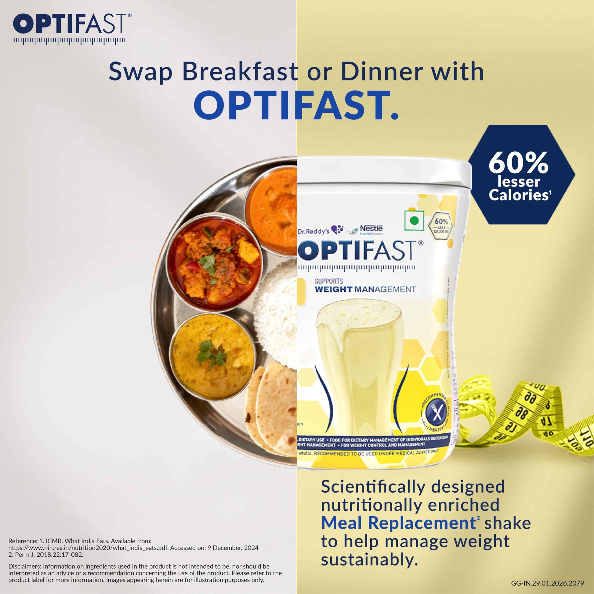 Nestle Optifast Weight Management Shake, Vanilla Flavor, Meal Replacement Powder, 400g Jar - ingredients panel