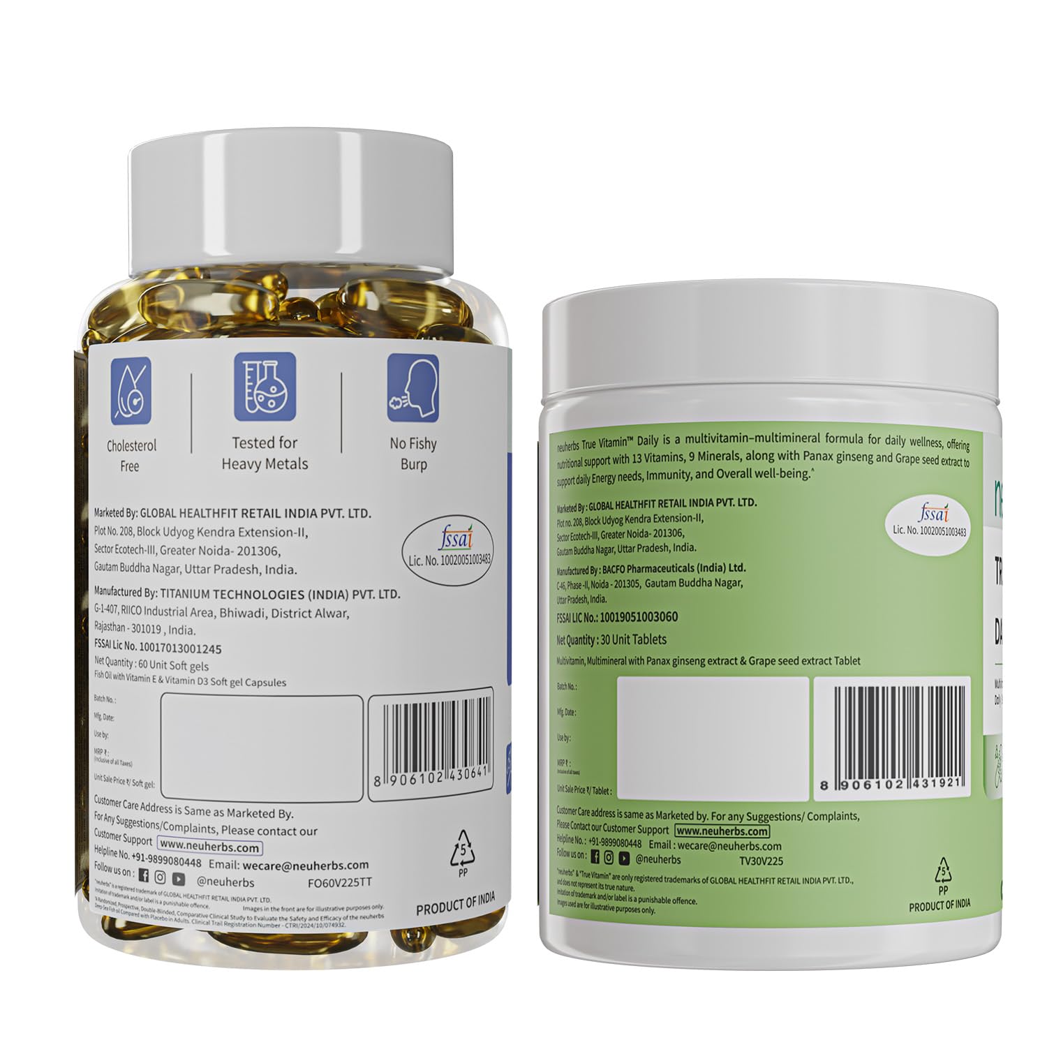 Neuherbs Deep Sea Omega 3 Fish Oil Supplement, Triple Strength 2500mg, Lemon Flavored with EPA DHA, Vitamins E & D3 - ingredi