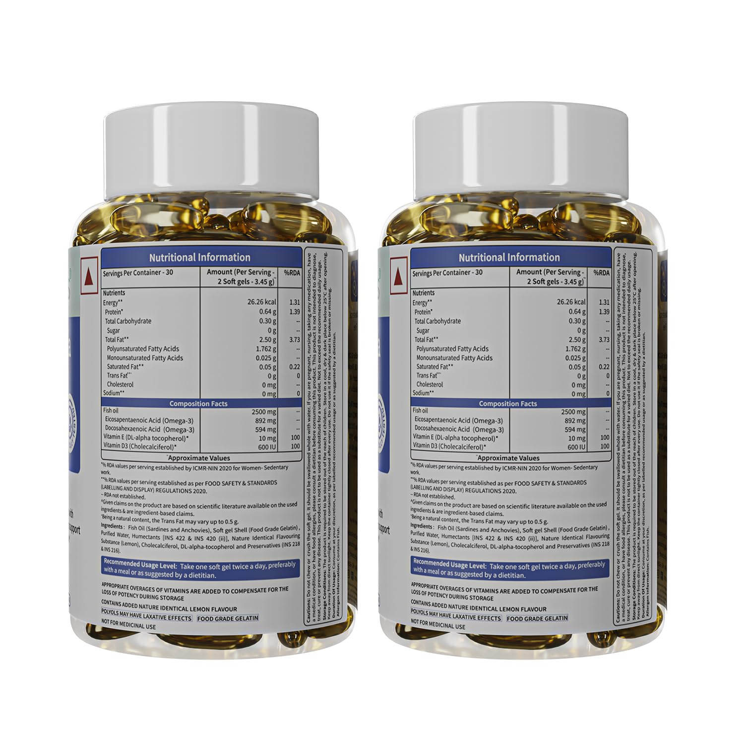 Neuherbs Deep Sea Omega 3 Fish Oil Supplement, Triple Strength 2500mg, Lemon Flavored with EPA DHA, Vitamins E & D3 - in use 
