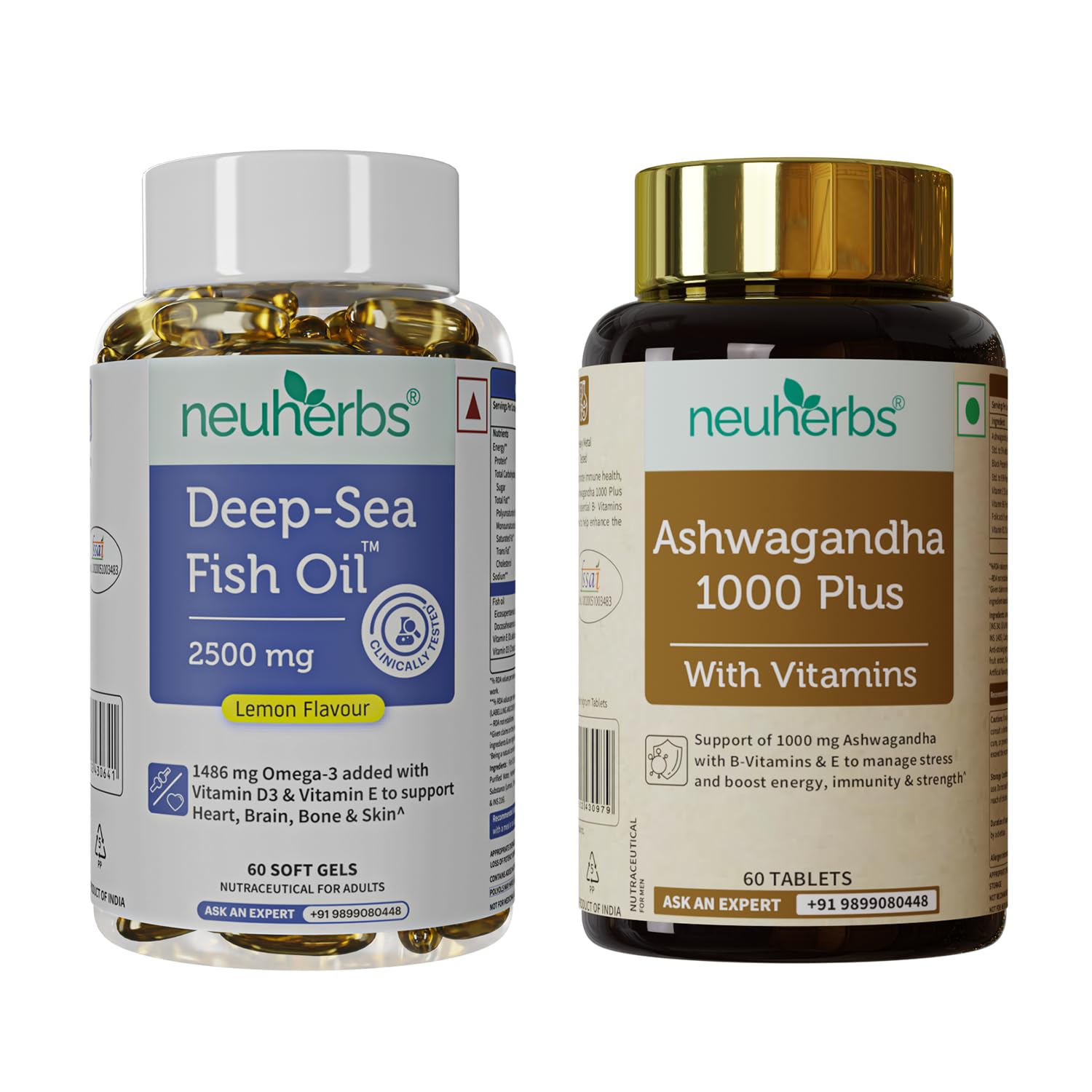 Neuherbs Deep Sea Omega 3 Fish Oil Supplement, Triple Strength 2500mg, Lemon Flavored with EPA DHA, Vitamins E & D3 (27)