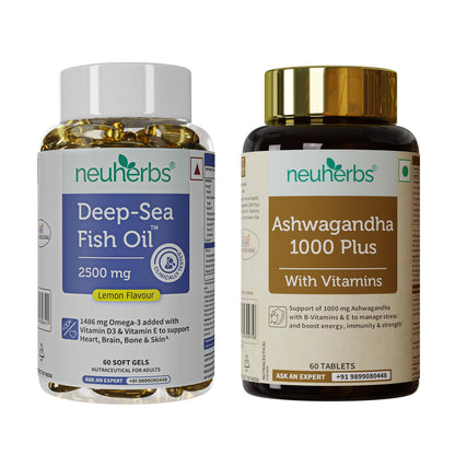Neuherbs Deep Sea Omega 3 Fish Oil Supplement, Triple Strength 2500mg, Lemon Flavored with EPA DHA, Vitamins E & D3 (27)