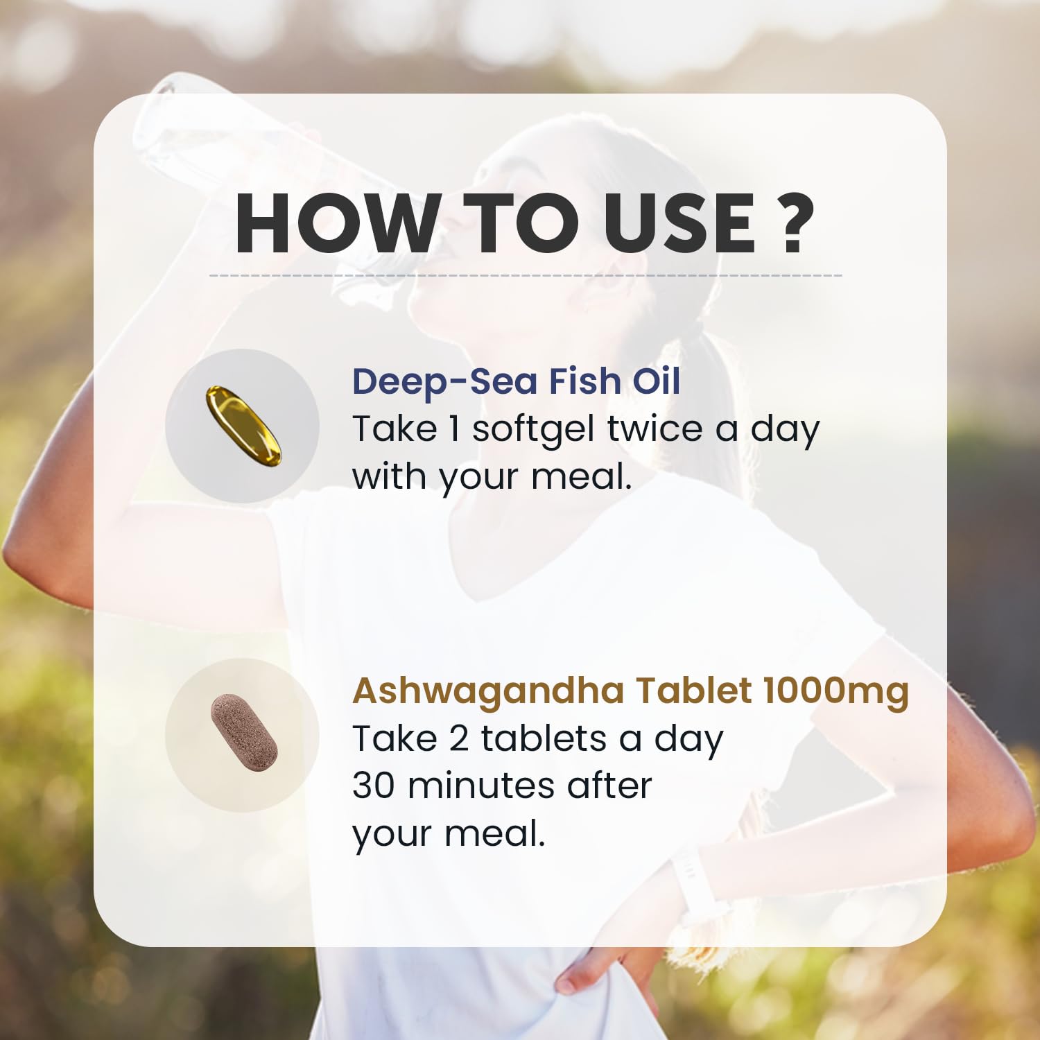 Neuherbs Deep Sea Omega 3 Fish Oil Supplement, Triple Strength 2500mg, Lemon Flavored with EPA DHA, Vitamins E & D3 - label d