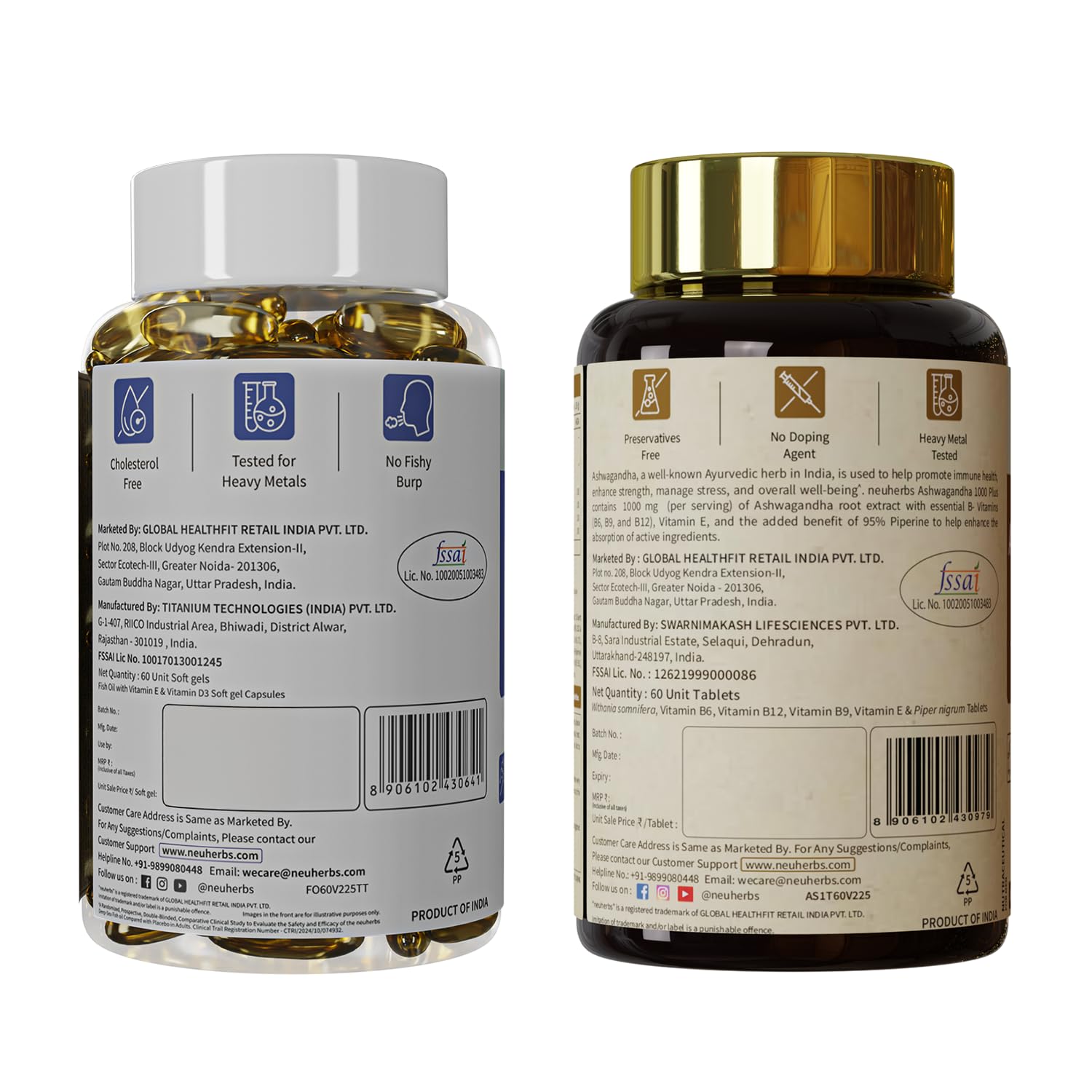 Neuherbs Deep Sea Omega 3 Fish Oil Supplement, Triple Strength 2500mg, Lemon Flavored with EPA DHA, Vitamins E & D3 - in use 