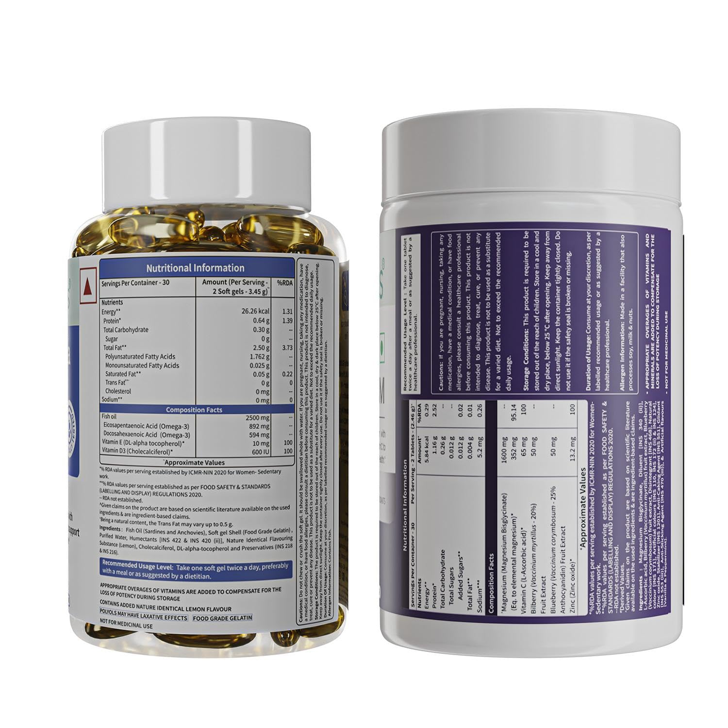 Neuherbs Deep Sea Omega 3 Fish Oil Supplement, Triple Strength 2500mg, Lemon Flavored with EPA DHA, Vitamins E & D3 - ingredi
