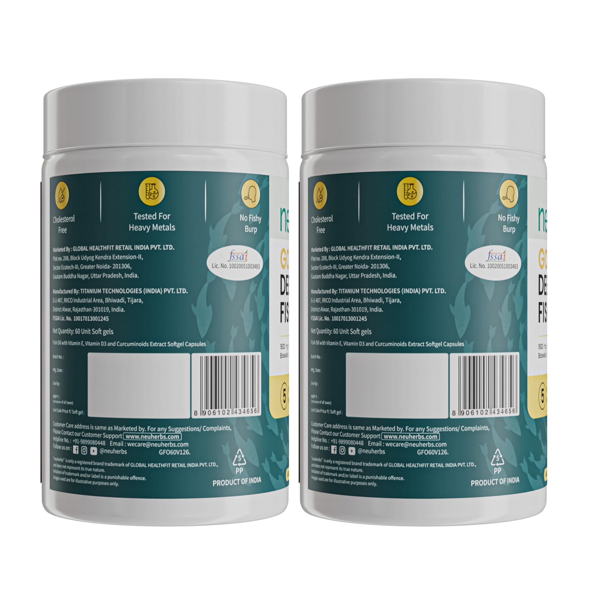 Neuherbs Gold Deep Sea 6X Omega-3 Fish Oil Capsules, 60 Softgels, EPA 1080mg DHA 720mg, Lemon Flavor - in use (10)