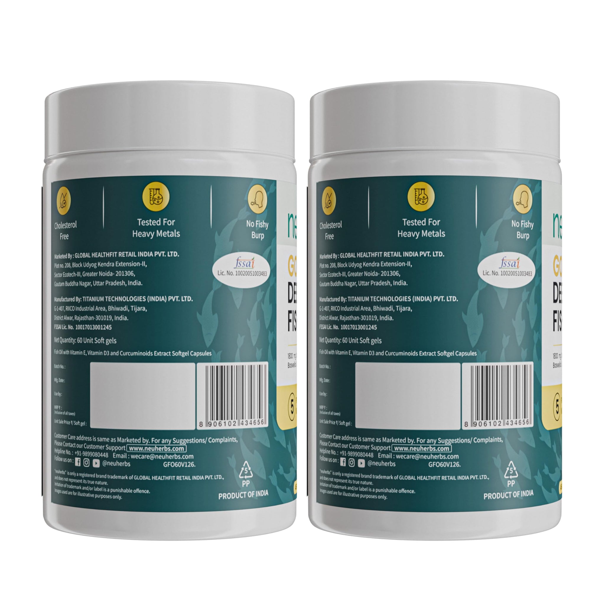 Neuherbs Gold Deep Sea 6X Omega-3 Fish Oil Capsules, 60 Softgels, EPA 1080mg DHA 720mg, Lemon Flavor - in use (10)