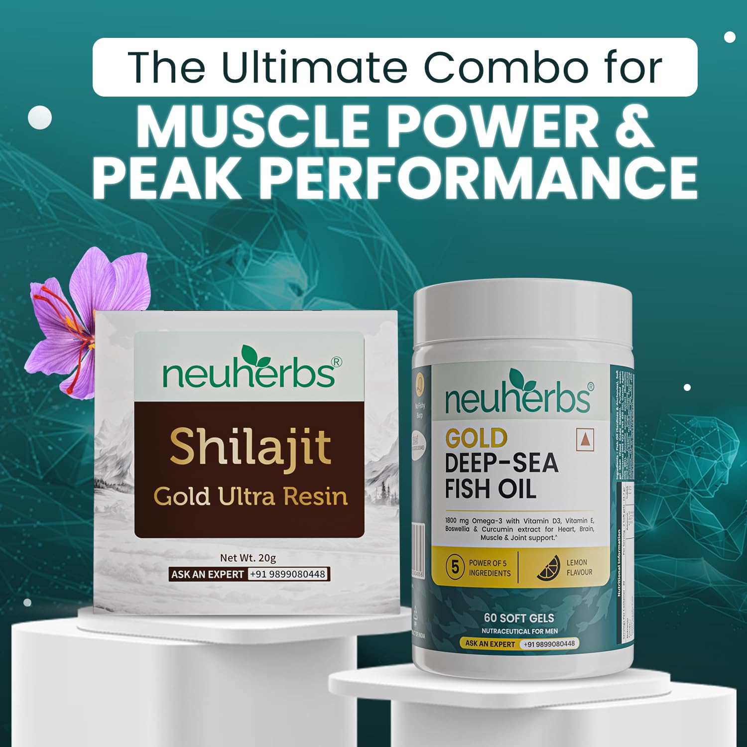 Neuherbs Gold Deep Sea 6X Omega-3 Fish Oil Capsules, 60 Softgels, EPA 1080mg DHA 720mg, Lemon Flavor - packaging (15)