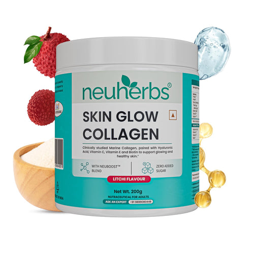 Neuherbs Marine Collagen Powder Supplement, 200g, Hydrolyzed Peptides with Hyaluronic Acid, Biotin, Vitamin C & E
