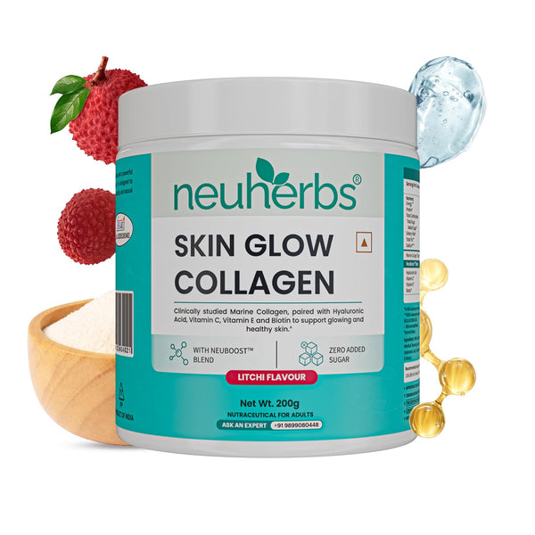 Neuherbs Marine Collagen Powder Supplement, 200g, Hydrolyzed Peptides with Hyaluronic Acid, Biotin, Vitamin C & E