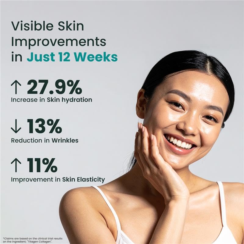 Neuherbs Marine Collagen Powder Supplement, 200g, Hydrolyzed Peptides with Hyaluronic Acid, Biotin, Vitamin C & E - back view