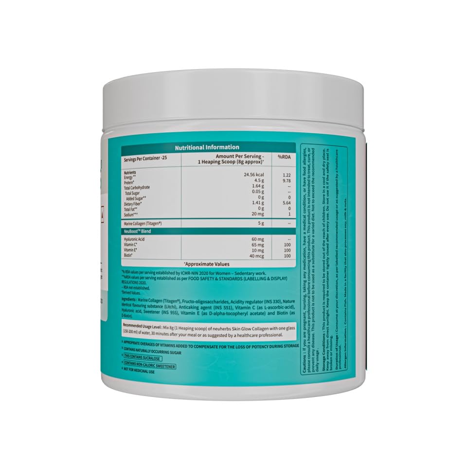 Neuherbs Marine Collagen Powder Supplement, 200g, Hydrolyzed Peptides with Hyaluronic Acid, Biotin, Vitamin C & E - in use