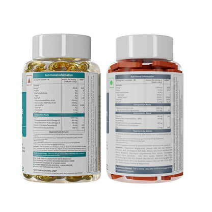 Neuherbs Mini Deep Sea Omega 3 Fish Oil Softgel Capsules 1000mg, Lemon Flavour, EPA DHA with Vitamins D3 & E - ingredients pa