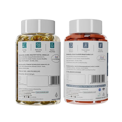 Neuherbs Mini Deep Sea Omega 3 Fish Oil Softgel Capsules 1000mg, Lemon Flavour, EPA DHA with Vitamins D3 & E - close-up detai