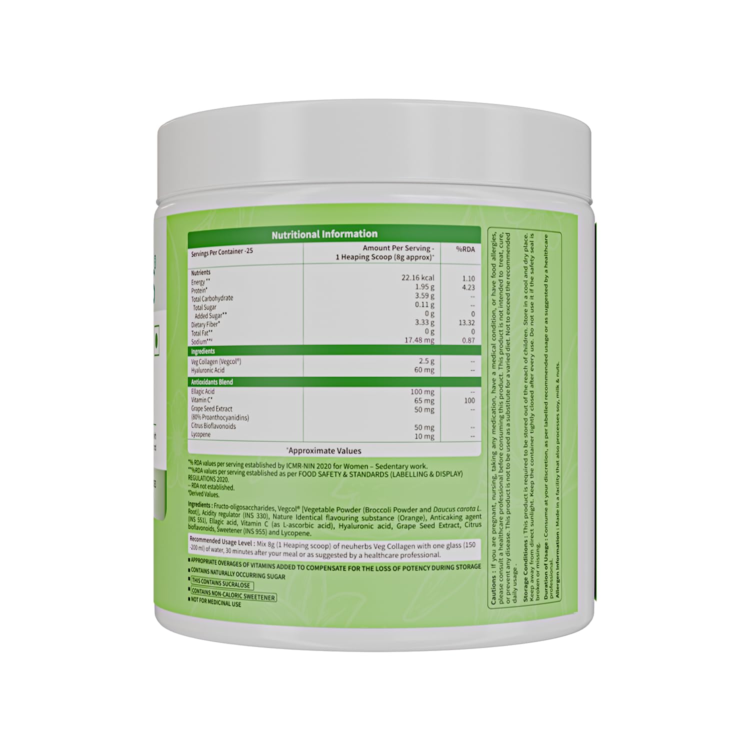 Neuherbs Veg Collagen Supplement Combo, Orange Flavor, 200g Powder & 30 Capsules, Vegan Formula - in use