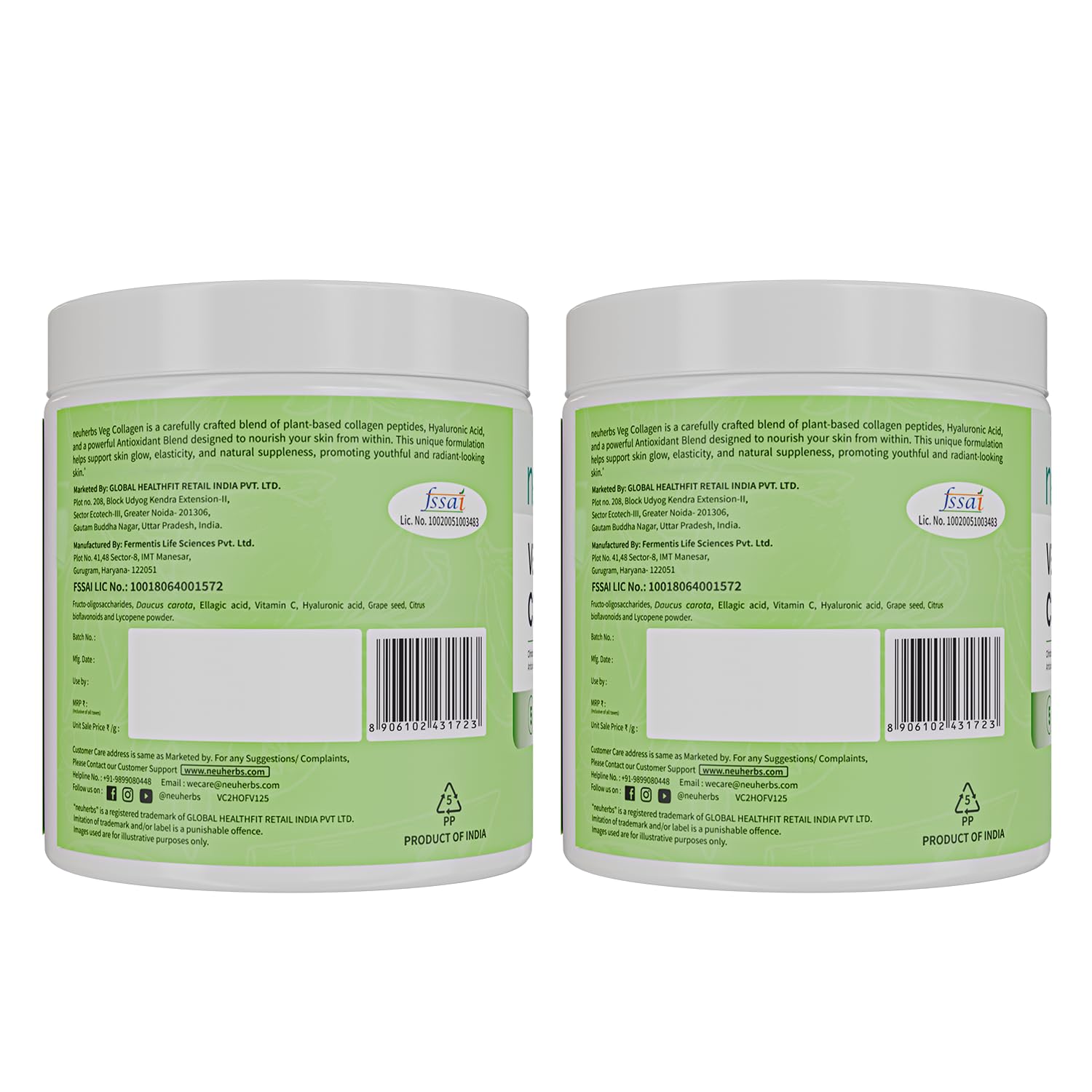 Neuherbs Veg Collagen Supplement Combo, Orange Flavor, 200g Powder & 30 Capsules, Vegan Formula - size and scale (20)