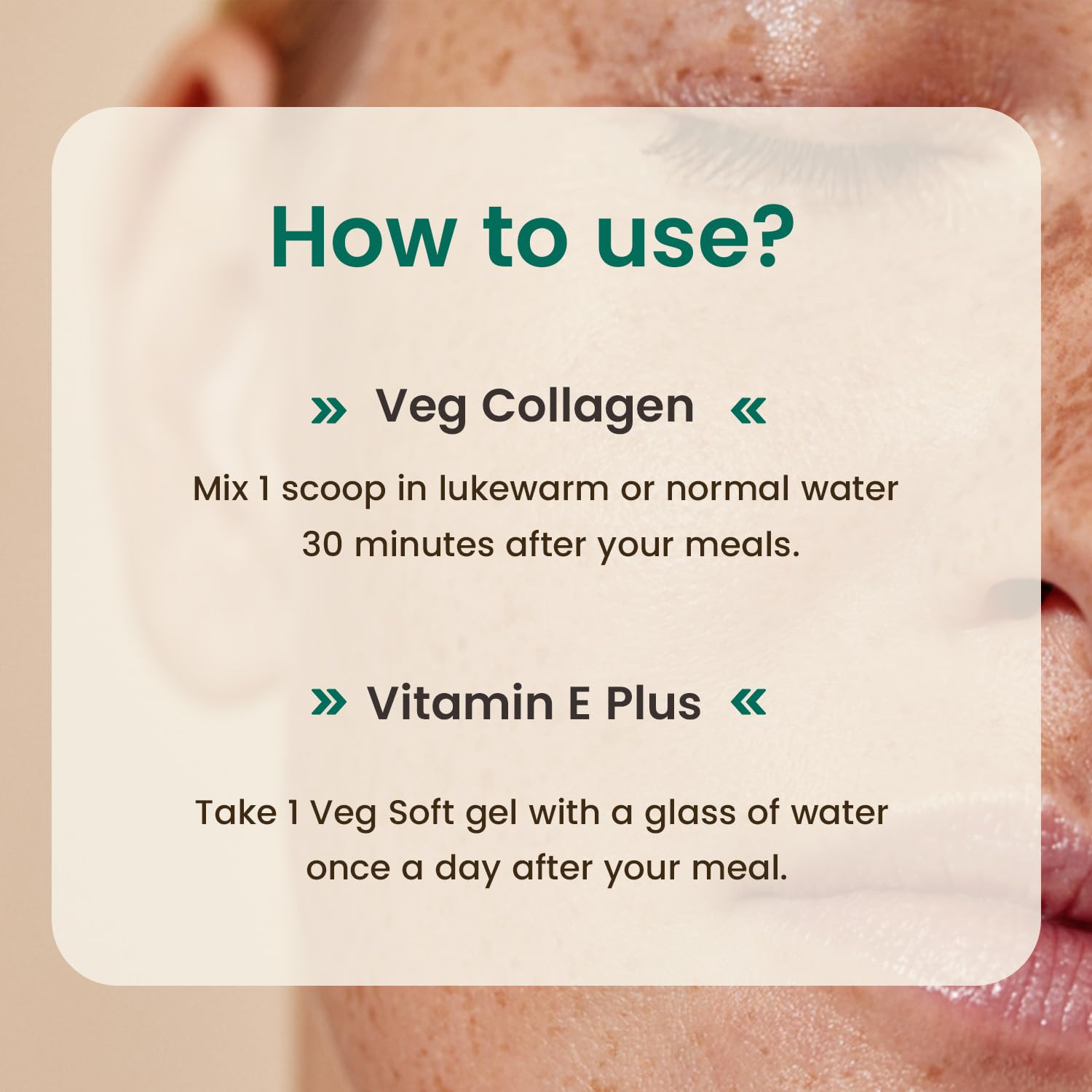 Neuherbs Veg Collagen Supplement Combo, Orange Flavor, 200g Powder & 30 Capsules, Vegan Formula - label detail