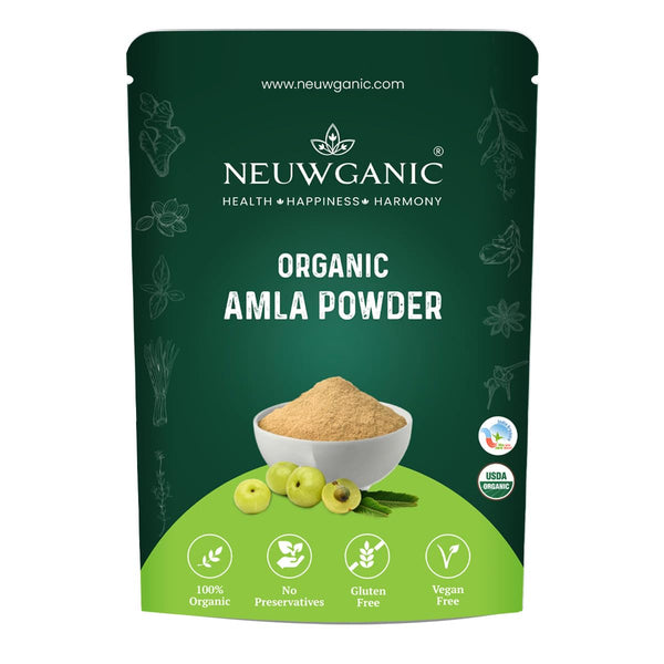 Neuwganic Organic Amla Powder, USDA & India Organic Certified, Emblica Officinalis Fruit Powder, Powder